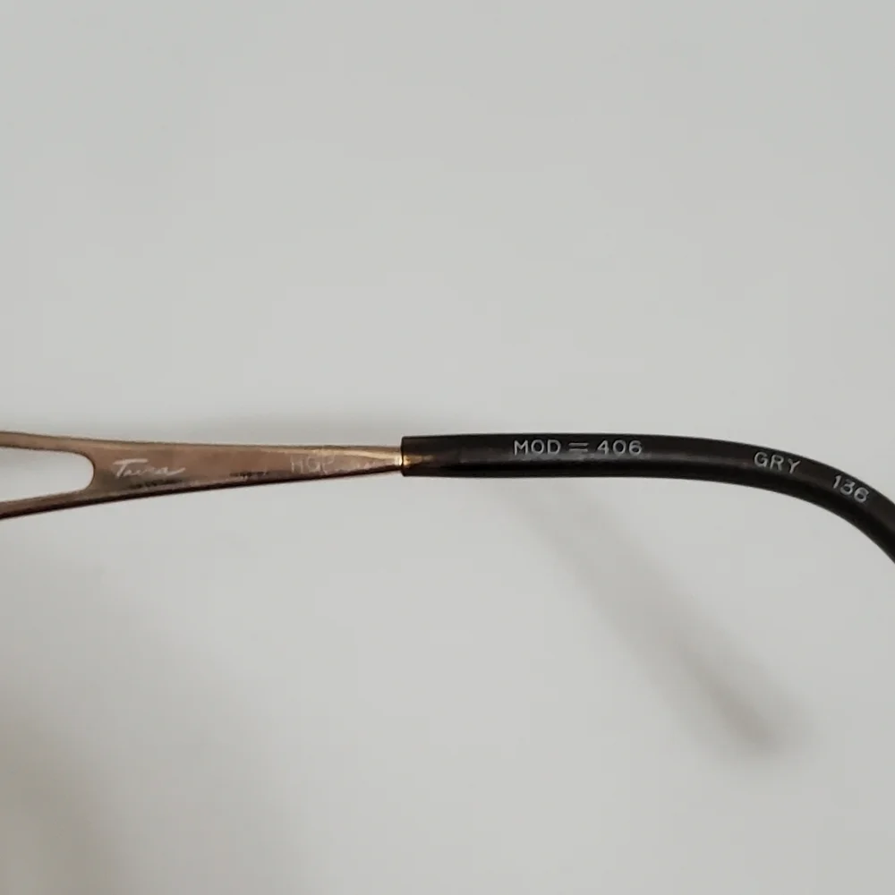 Brand New 90's Vintage Dead Stock Tura 406 Gold Tone & Taupe Eyeglasses